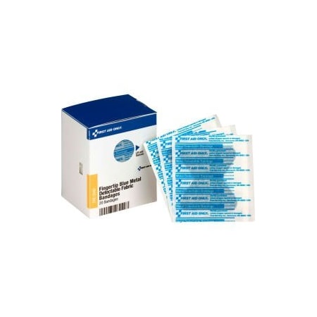 Acme United First Aid Only FAE-3040 SmartCompliance Refill Fingertip Metal Detectable Bandages, Blue, 20/Box FAE-3040